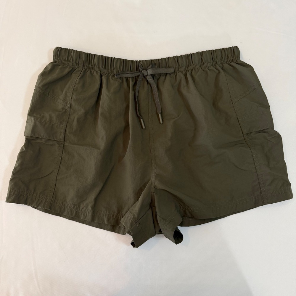 Nylon Athletic Shorts Olive Layer 8 Qwick-Dry Green Cargo Pockets Size Large